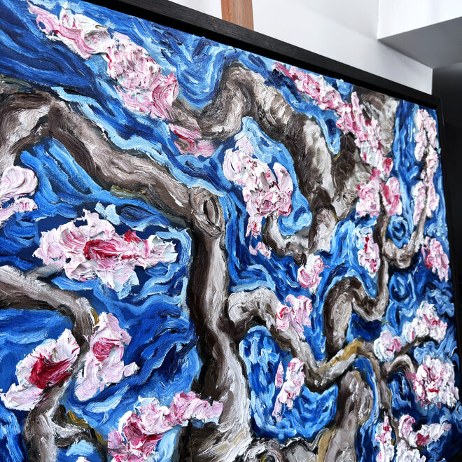 Oil painting- Rick Triest - 80x120 cm - Almond Blossom - Starry Night & pink