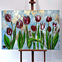 Schilderij - 80x120 cm - Rick Triest - Tulip dream - Sky Blue & Gold - #4