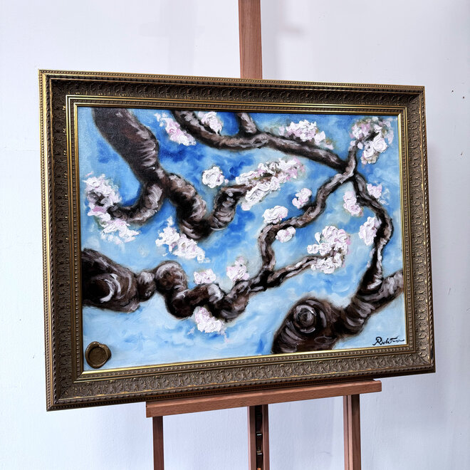 Oil painting including frame - Rick Triest - 60x80 cm - Almond Blossom - #10