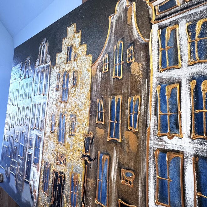 Painting- 100x150cm - Rick Triest - Amsterdam Herengracht -Bronze paint #176