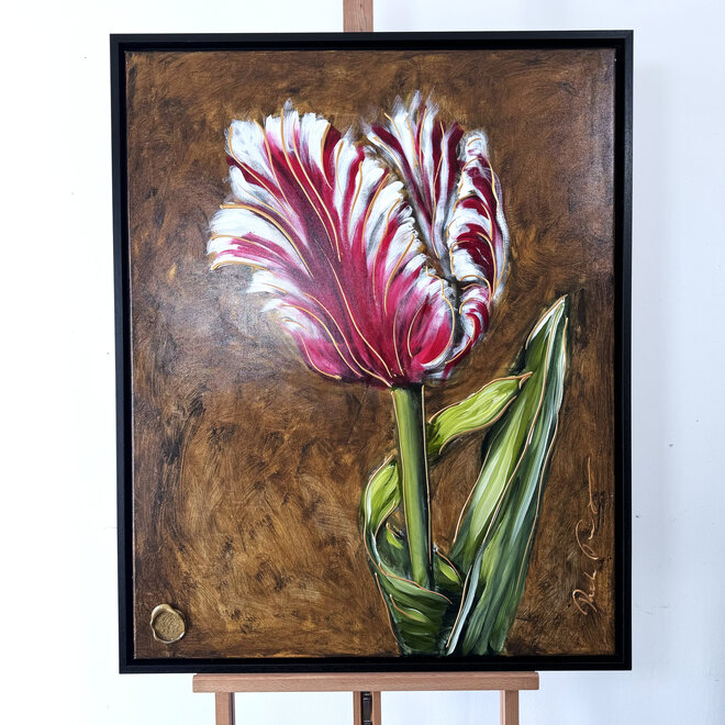 Painting - 80x100 cm - Tulp mania - Inspired by Dutch masters - Tulip framed - 2