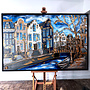 Schilderij- Rick Triest - 120X180cm - Amsterdam Herengracht - Prussian blue - XL - 2