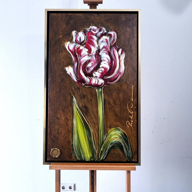Schilderij -60x100 cm -Rick Triest - Tulpenmanie - Inspired by Dutch masters - Papegaai tulp #7