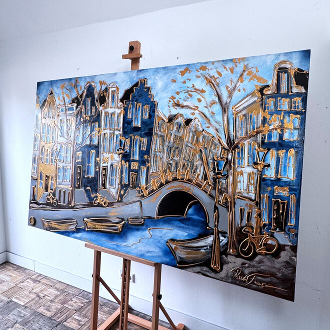 Painting- Rick Triest - 120X200cm - Amsterdam Prinsengracht - Prussian blue