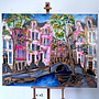 Schilderij-Rick Triest -120x160cm - Amsterdam Herengracht -Blue & Gold #129