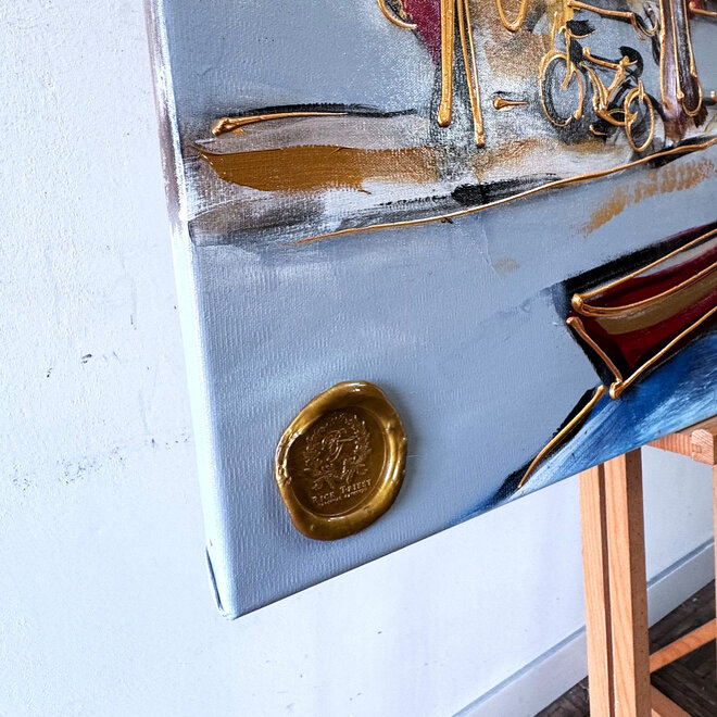 Painting- 100x120 - Rick Triest - Amsterdam Herengracht -Blue & Gold #163