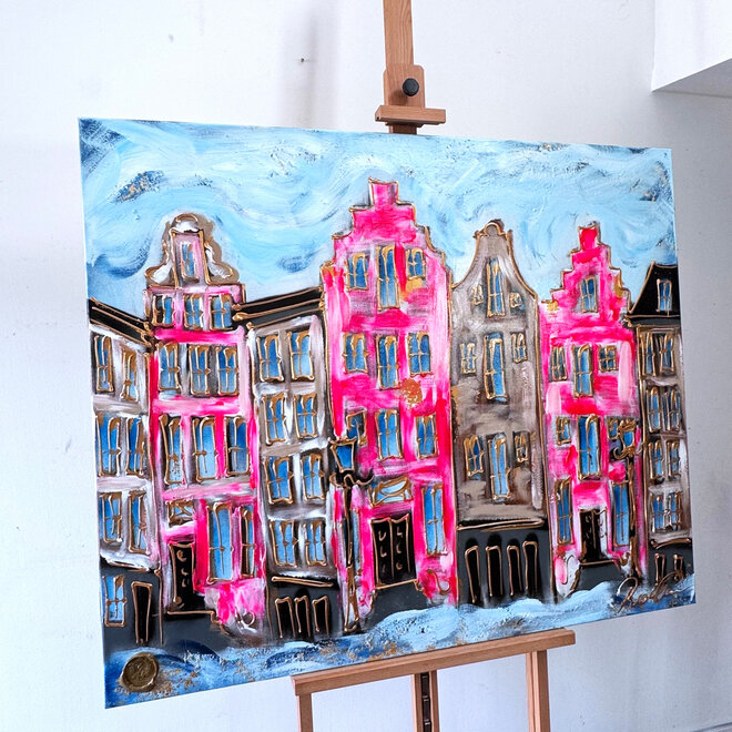 Painting- 100x120 - Rick Triest - Amsterdam Herengracht -Blue & Gold #161
