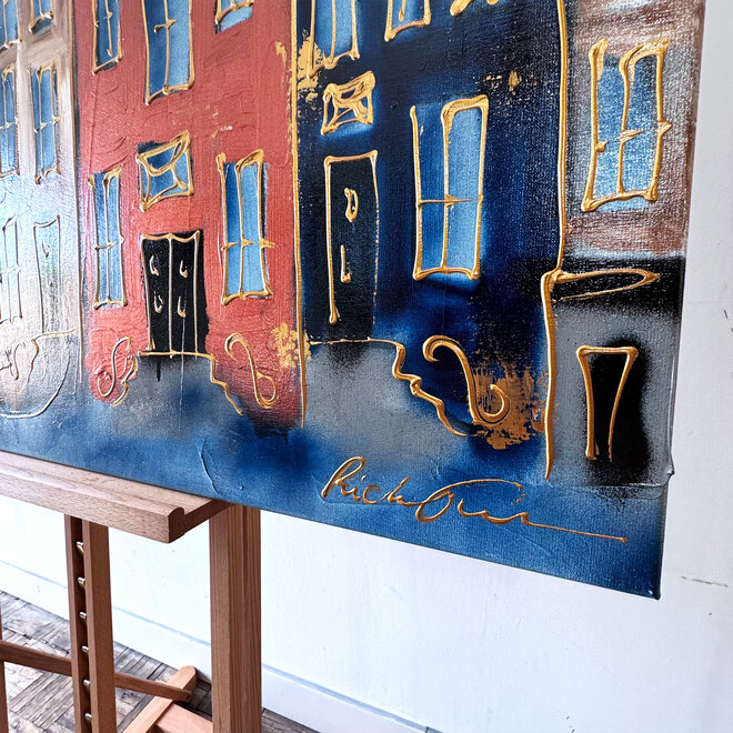 Schilderij- 80x120 cm - Rick Triest - Amsterdam Herengracht -Copper & Gold # 29