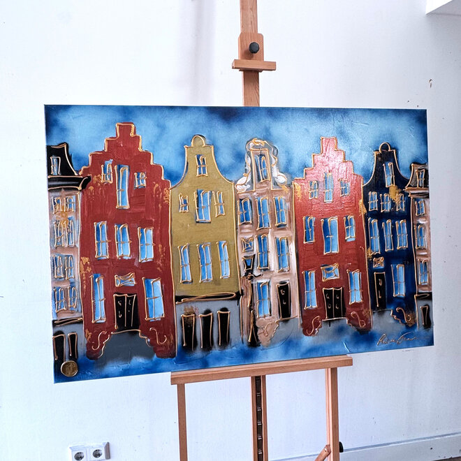Schilderij- 80x120 cm - Rick Triest - Amsterdam Herengracht -Copper & Gold # 29