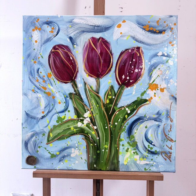 Schilderij-70x70 cm - Rick Triest - Tulp mania # 12