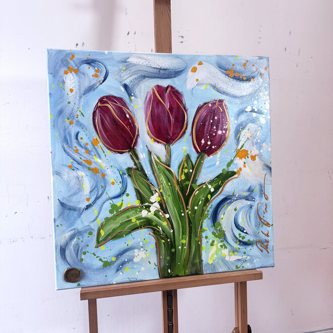 Schilderij-70x70 cm - Rick Triest - Tulp mania # 12