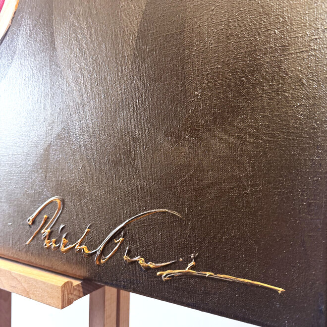 Schilderij - 100x100 cm - Rick Triest - Tulpenmanie -Bronze paint - Papegaaien Tulp #9