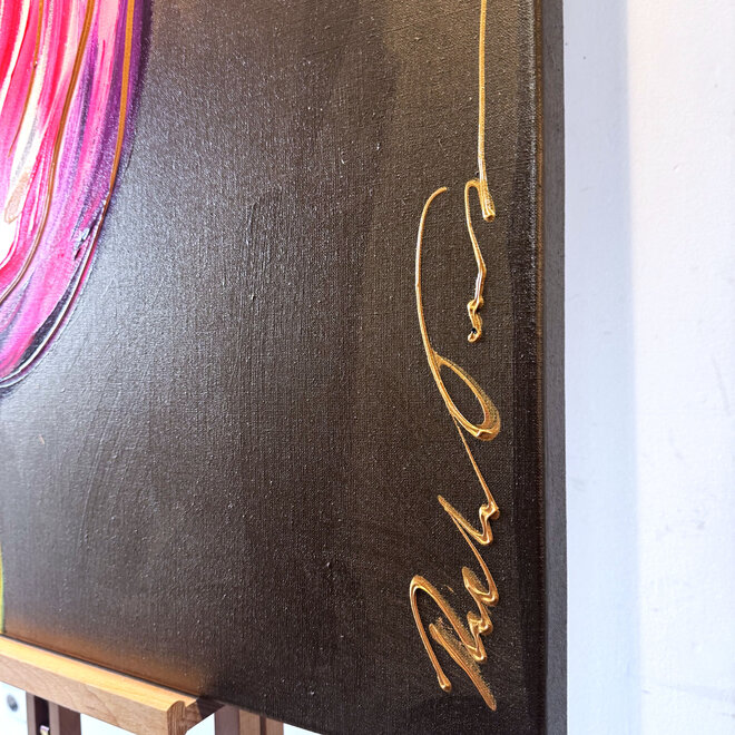 Schilderij - 100x100 cm - Rick Triest - Tulpenmanie -Bronze paint - Papegaaien Tulp #10