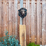 Bronze - Bust of Lion's head on support - Rick Triest - 38hx30wx24d cm - op eikensokkel 100cm