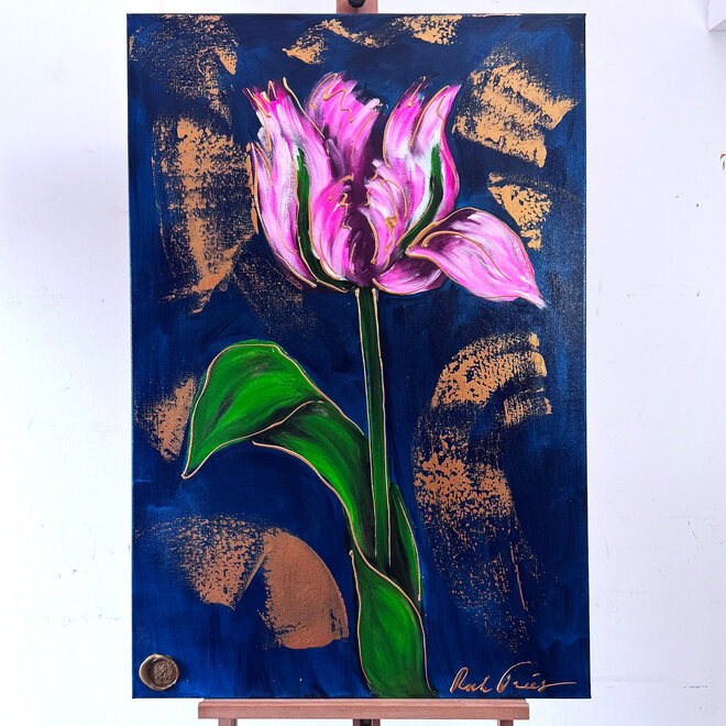 Schilderij -80x120 cm - Tulpenmanie - Papegaai tulp pink #2