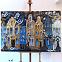 Schilderij- 100x150cm - Rick Triest - Amsterdam Herengracht -Gold leaf and delft blue #6