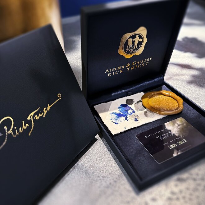 Schilderij- 150x220x4,5 cm - Amsterdam Herengracht -Blue & Gold - XL Red