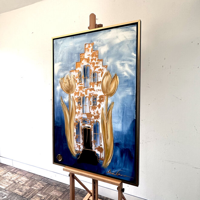 Schilderij- 80x120x2,5 cm - Rick Triest -Amsterdam & Delft Blue #3