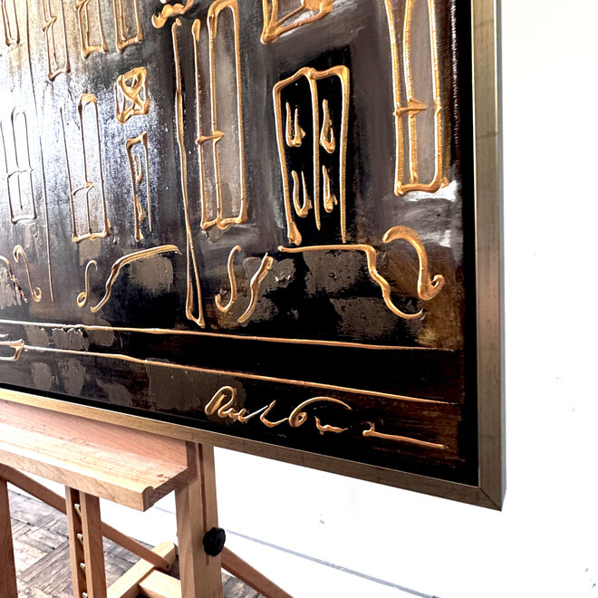 Schilderij- 100x120 - Rick Triest -Amsterdam LUXURY style - grachten gevels in omber & Gold #2