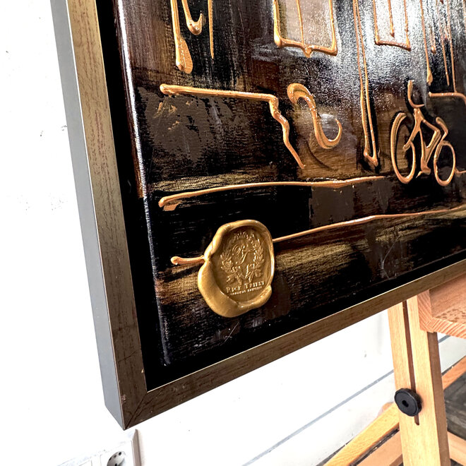 Schilderij- 100x120 - Rick Triest -Amsterdam LUXURY style - grachten gevels in omber & Gold #2