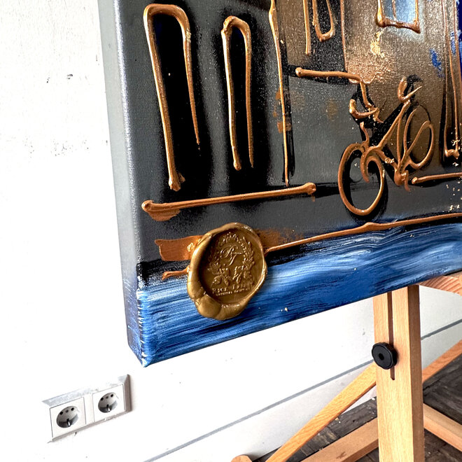 Schilderij- 120x120 cm - Rick Triest - Amsterdam Herengracht -Cobalt - Yves Klein Blauw - 2