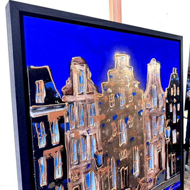 Painting- 80x80 cm - Rick Triest - Amsterdam Herengracht -Cobalt - Yves Klein Blauw -3