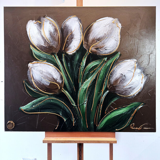 Painting - 100x120 cm - Rick Triest - XL Tulips - Bronze paint - #3