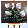Schilderij - 100x120 cm - Rick Triest - XL Tulips - Bronze paint - #3