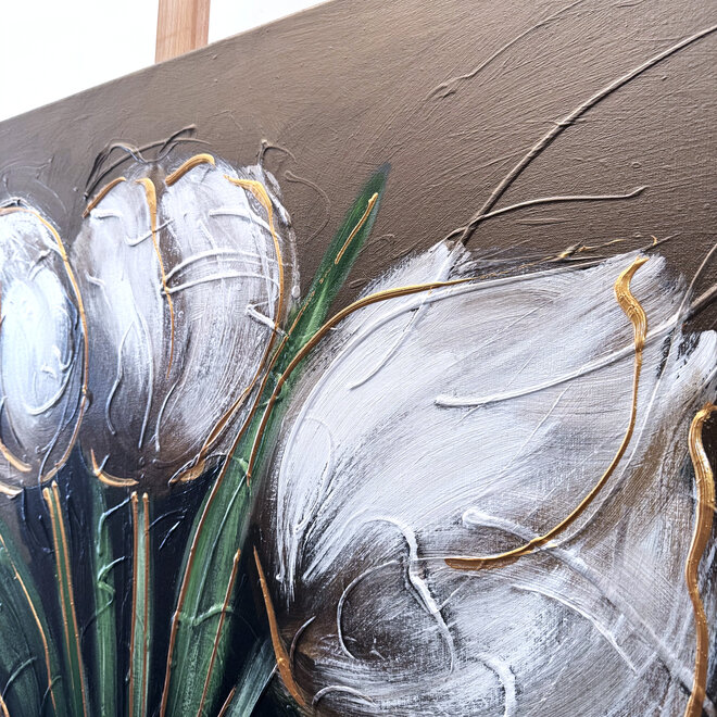 Schilderij - 100x120 cm - Rick Triest - XL Tulips - Bronze paint - #2