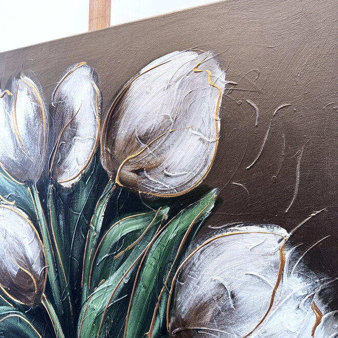 Painting - 100x120 cm - Rick Triest - XL Tulips - Bronze paint - #3