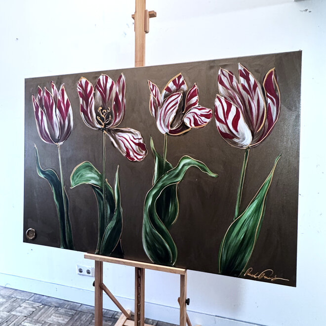 Schilderij -100x150 cm -Rick Triest - Tulpenmanie - Inspired by Dutch masters - Bronze paint #3