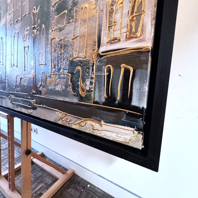 Painting- 100x200cm - Amsterdam LUXURY style - grachten gevels in omber & Gold #6