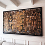 Painting- Rick Triest - 120X200cm - Amsterdam LUXURY style - grachten gevels in omber & Gold - XL 1