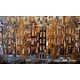 Painting- Rick Triest - 120X200cm - Amsterdam LUXURY style - grachten gevels in omber & Gold - XL 2
