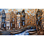Painting- Rick Triest - 120X200cm - Amsterdam Herengracht -Blue & Gold #288