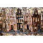 Painting- 80x120x4,5 cm - Rick Triest - Amsterdam LUXURY style - grachten gevels in omber & Gold #227