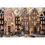 Painting- 80x120x4,5 cm - Rick Triest - Amsterdam LUXURY style - grachten gevels in omber & Gold #228