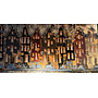 Schilderij- 100x200cm - Amsterdam LUXURY style - grachten gevels in omber & Gold #8