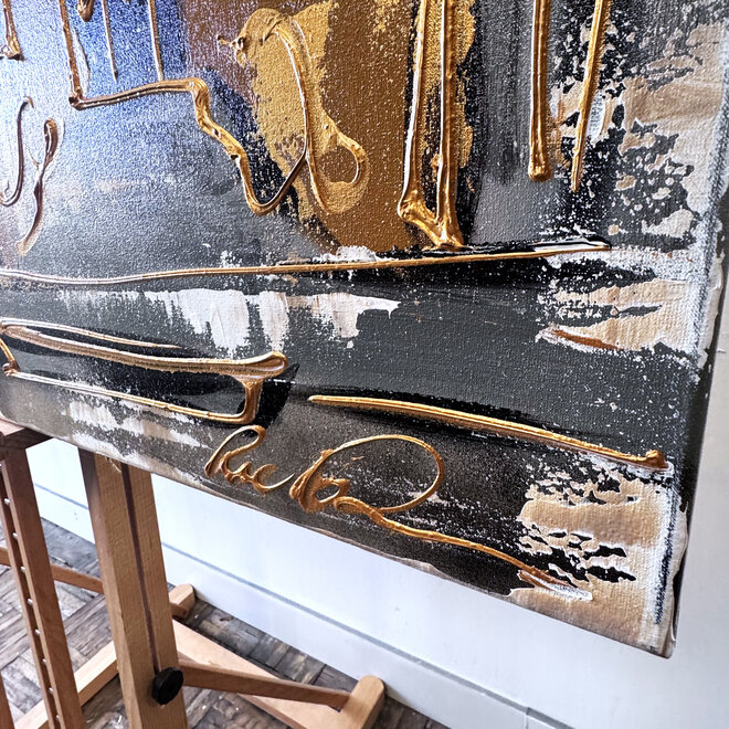 Painting- 100x150cm - Rick Triest - Amsterdam LUXURY style - grachten gevels in omber & Gold #23