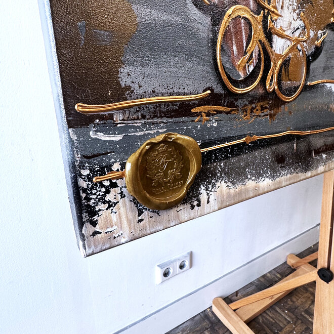 Painting- 100x150cm - Rick Triest - Amsterdam LUXURY style - grachten gevels in omber & Gold #23