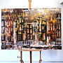 Painting- 100x150cm - Rick Triest - Amsterdam LUXURY style - grachten gevels in omber & Gold #20