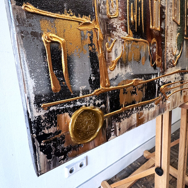 Painting- 100x150cm - Rick Triest - Amsterdam LUXURY style - grachten gevels in omber & Gold #20