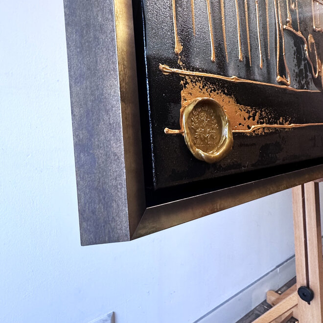 Painting- 100x150cm - Rick Triest - Amsterdam LUXURY style - grachten gevels in omber & Gold #19