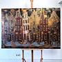 Painting- 100x150cm - Rick Triest - Amsterdam LUXURY style - grachten gevels in omber & Gold #17