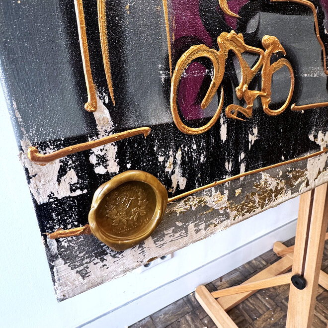 Painting- 100x150cm - Rick Triest - Amsterdam LUXURY style - grachten gevels in omber & Gold #16