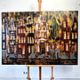 Painting- 100x150cm - Rick Triest - Amsterdam LUXURY style - grachten gevels in omber & Gold #15