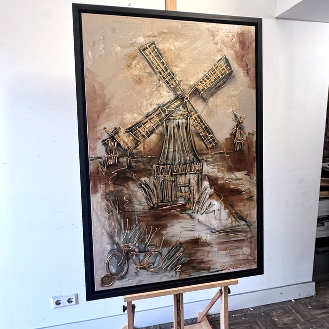 Painting- 80x120x4,5 cm - Rick Triest - Amsterdam LUXURY style - Hollands tafereel - Groen #1