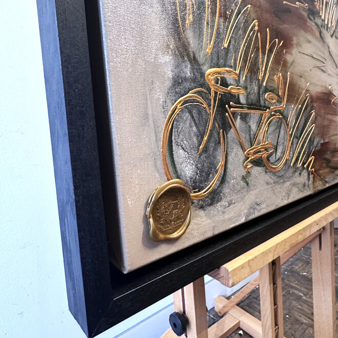 Schilderij- 80x120x4,5 cm - Rick Triest - Amsterdam LUXURY style - Hollands tafereel - Groen #1