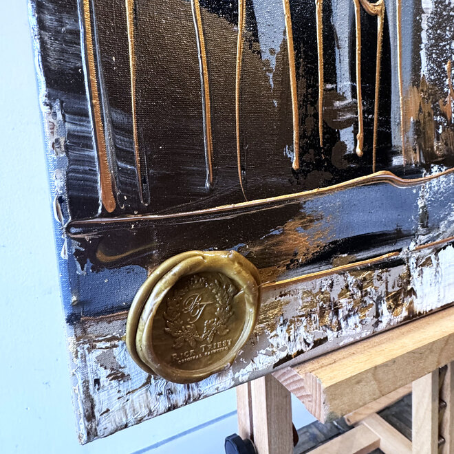 Painting- 80x120x4,5 cm - Rick Triest - Amsterdam LUXURY style - grachten gevels in omber & Gold #232