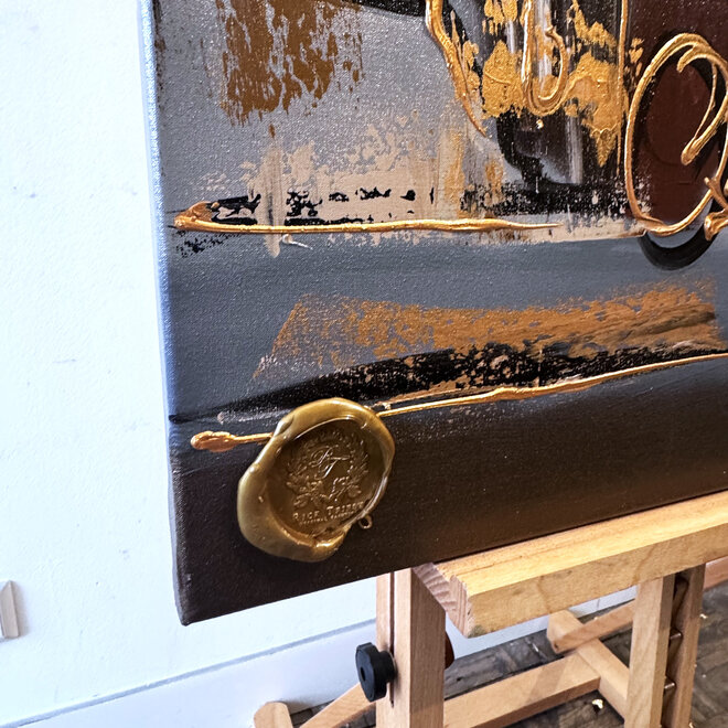 Schilderij- 80x120x4,5 cm - Rick Triest - Amsterdam LUXURY style - grachten gevels in omber & Gold #231